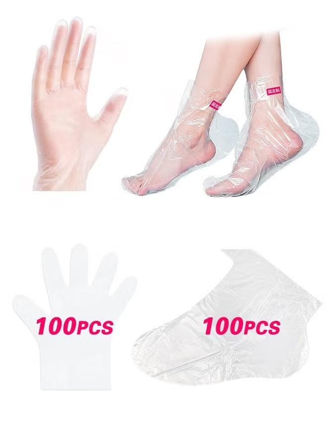 بطانات شمع البارافين للأقدام واليدين، 200 قطعة أكياس بلاستيكية أكبر وأكثر سمكًا للأقدام واليدين، قفازات بلاستيكية للاستحمام بالبارافين وبطانات جوارب قفازات شمع البارافين (قفازات البارافين للأقدام واليدين) - Image 1