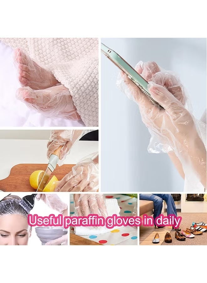 بطانات شمع البارافين للأقدام واليدين، 200 قطعة أكياس بلاستيكية أكبر وأكثر سمكًا للأقدام واليدين، قفازات بلاستيكية للاستحمام بالبارافين وبطانات جوارب قفازات شمع البارافين (قفازات البارافين للأقدام واليدين) - Image 4
