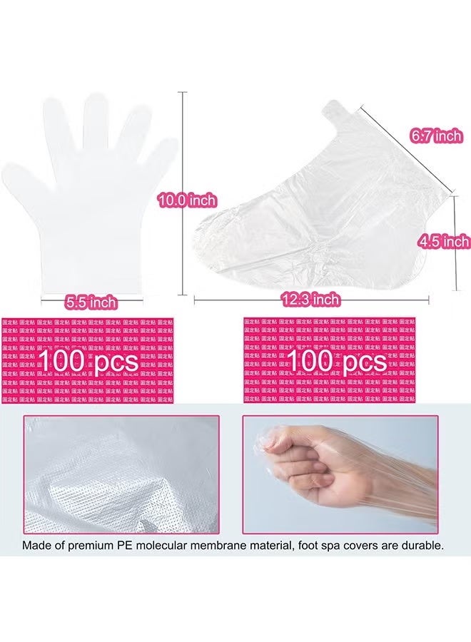 بطانات شمع البارافين للأقدام واليدين، 200 قطعة أكياس بلاستيكية أكبر وأكثر سمكًا للأقدام واليدين، قفازات بلاستيكية للاستحمام بالبارافين وبطانات جوارب قفازات شمع البارافين (قفازات البارافين للأقدام واليدين) - Image 3