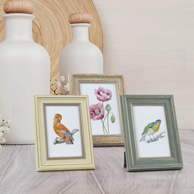 XUANLUO 3 Pack 4x6 Inch Picture Frames Farmhouse Rustic Vintage Distressed Wood Grain Photo Frame with HD plastic cover for Table Top Display and Wall Hanging - Image 5