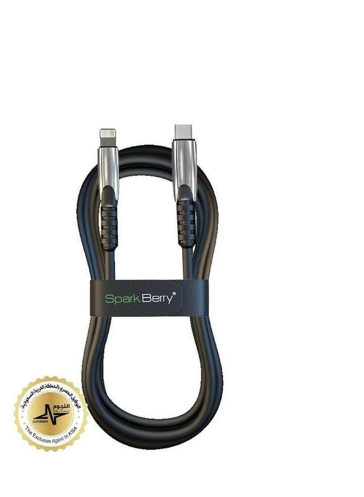 Spark berry PD Type C iPhone cable, 3A power, 1.20m long (white, black) - Image 1