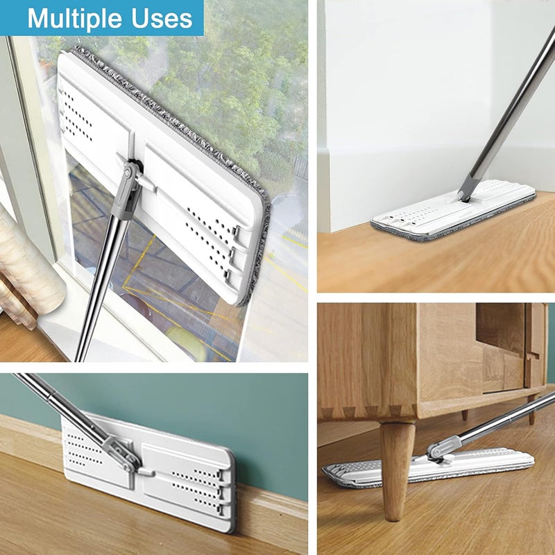 BOSHENG مجموعة ممسحة ودلو مع عصر من بوشينغ، ممسحة أرضية مسطحة بدون استخدام اليدين، تتضمن 8 قطع من أقمشة المايكروفايبر القابلة للغسل، للاستخدام الجاف والرط��، نظام تنظيف منزلي لجميع أنواع الأرضيات والنوافذ - Image 5