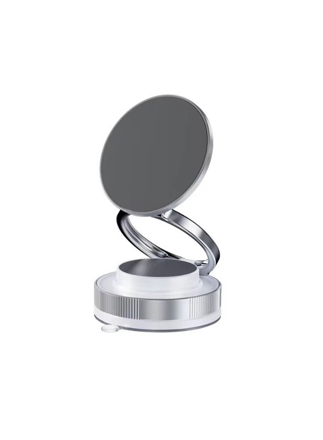 DEXO Vacuum Magnetic Suction Phone Holder,Doubled Sided Universal Cellphone Holder Stand for Car/Home/Smooth Surface/Glass Foldable and Retractable Vacuum Magnetic Suction Phone Mount Bracket(Silver) - Image 1