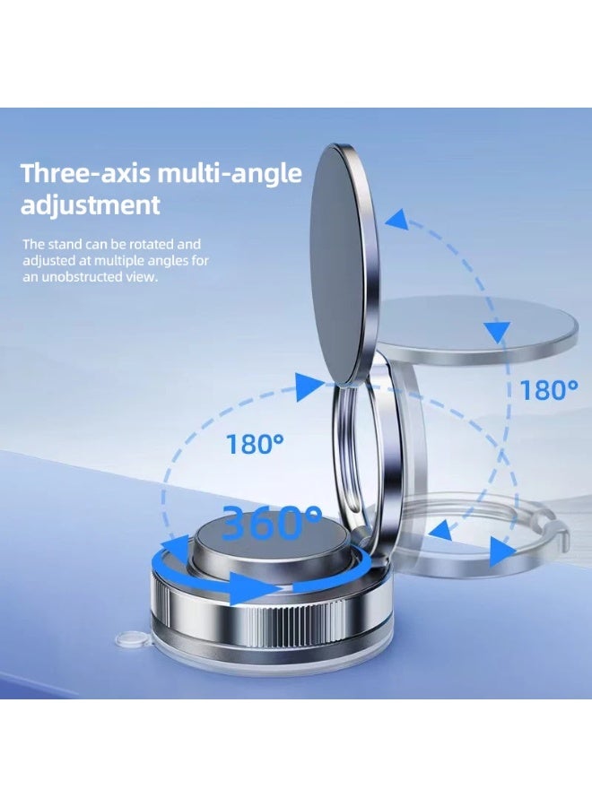 DEXO Vacuum Magnetic Suction Phone Holder,Doubled Sided Universal Cellphone Holder Stand for Car/Home/Smooth Surface/Glass Foldable and Retractable Vacuum Magnetic Suction Phone Mount Bracket(Silver) - Image 2