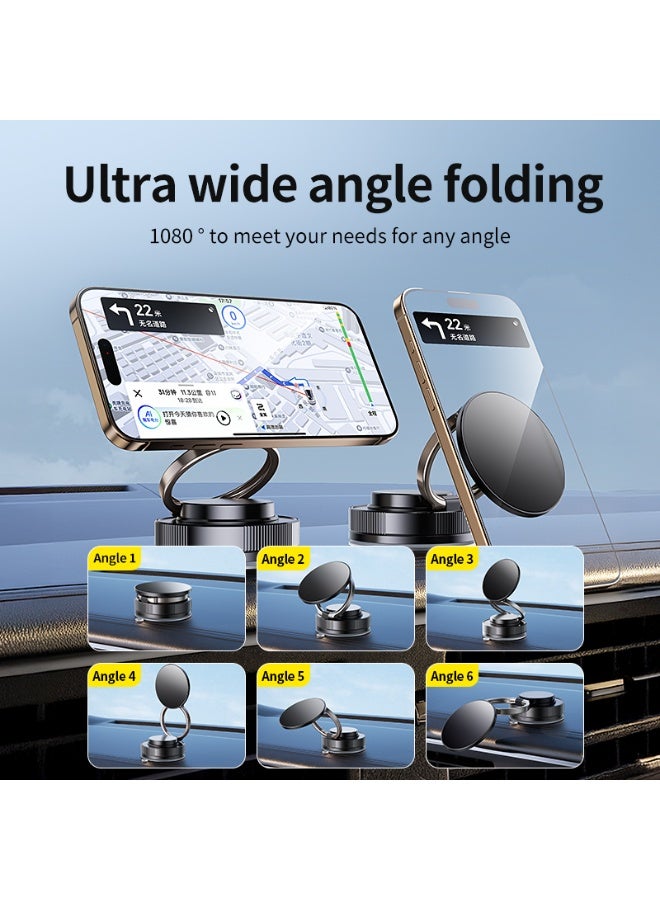 DEXO Vacuum Magnetic Suction Phone Holder,Doubled Sided Universal Cellphone Holder Stand for Car/Home/Smooth Surface/Glass Foldable and Retractable Vacuum Magnetic Suction Phone Mount Bracket(Silver) - Image 5