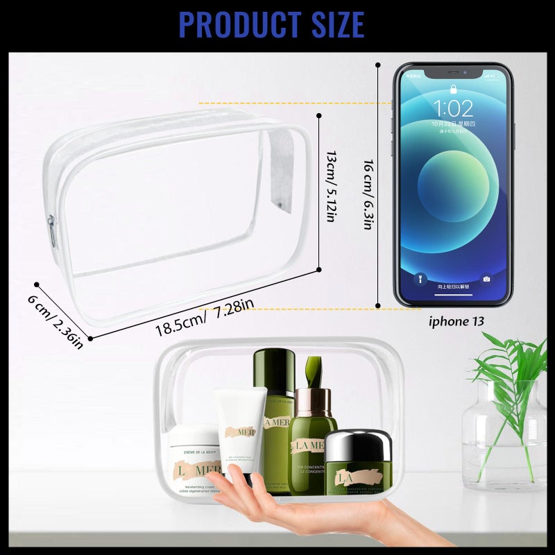 YedsIntu 16 Pieces Clear Makeup Bags Bulk, TSA Approved Toiletry Bag for Travel, PVC Waterproof Cosmetic Pouches Clear Pouch with Zipper for Men and Women Carry-on Travel Essentials Cosmetic Bags (White-M) - Image 2