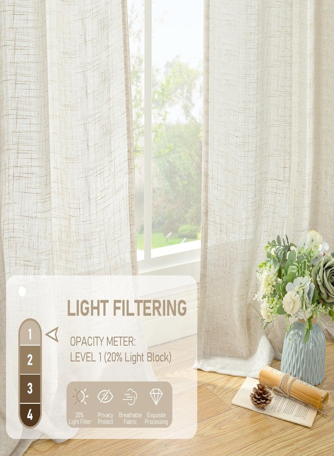 LAMIT 102 inch Natural Linen Curtains for Living Room, Cream Ivory Light Filtering Semi Sheer Long Panels Bronze Grommet Boho Neutral Drapes for Bedroom/Farmhouse,2 Panels Set, 52 x 102 Inch - Image 4