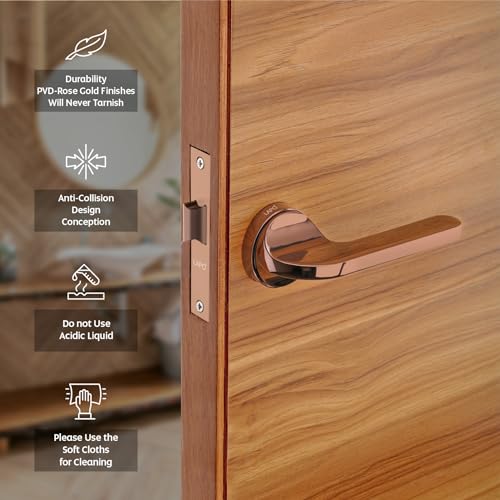 LAPO Bathroom Door Lock Set | 45x45 Lock Body | Brass Latch | Keyless Design | Dual Side Door Compatibility | Fits 30–50mm Door Thickness | PVD Rose Gold Finish | 3 Years Warranty | Ro-127 - Image 5