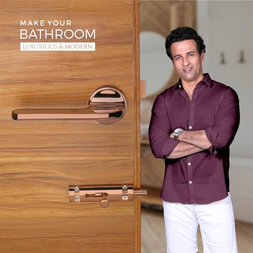 LAPO Bathroom Door Lock Set | 45x45 Lock Body | Brass Latch | Keyless Design | Dual Side Door Compatibility | Fits 30–50mm Door Thickness | PVD Rose Gold Finish | 3 Years Warranty | Ro-127 - Image 2