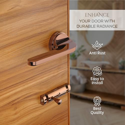 LAPO Bathroom Door Lock Set | 45x45 Lock Body | Brass Latch | Keyless Design | Dual Side Door Compatibility | Fits 30–50mm Door Thickness | PVD Rose Gold Finish | 3 Years Warranty | Ro-127 - Image 4