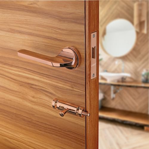 LAPO Bathroom Door Lock Set | 45x45 Lock Body | Brass Latch | Keyless Design | Dual Side Door Compatibility | Fits 30–50mm Door Thickness | PVD Rose Gold Finish | 3 Years Warranty | Ro-127 - Image 1