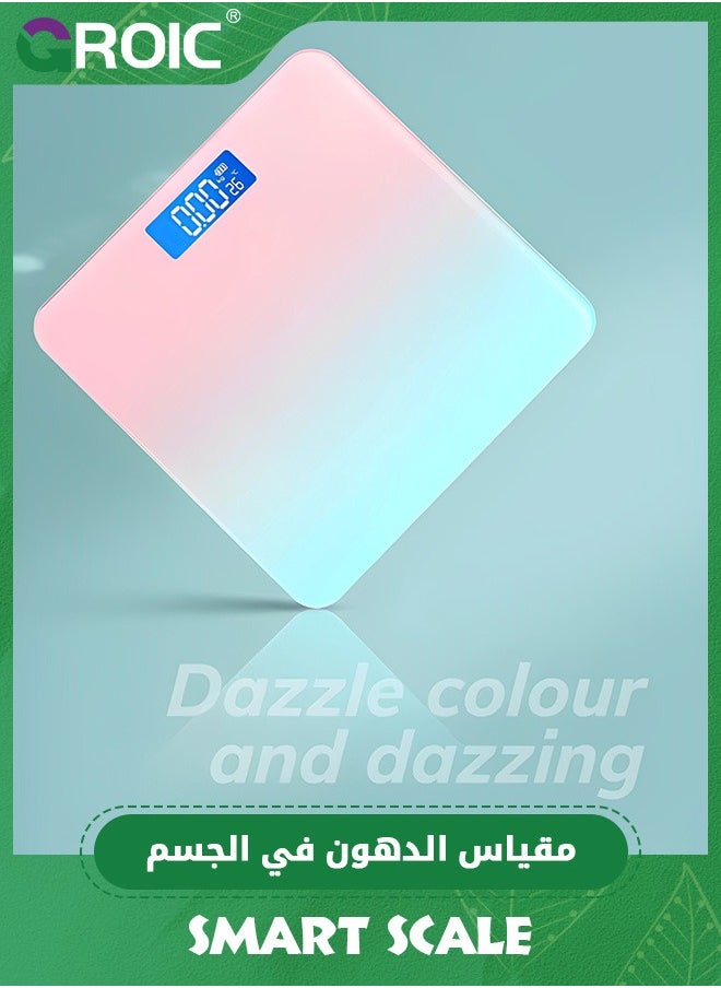 ميزان الدهون مع شاشة LCD، 16 بيانات جسدية مع كتلة العضلات، ميزان ذكي متوافق مع iOS و Android، ميزان ذكي لوزن الجسم ونسبة الدهون