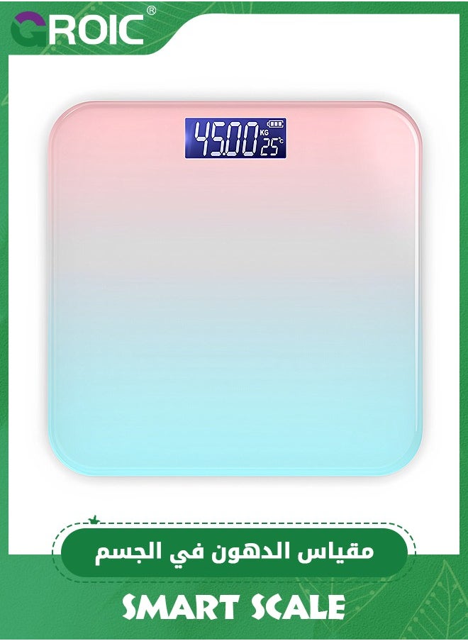 ميزان الدهون مع شاشة LCD، 16 بيانات جسدية مع كتلة العضلات، ميزان ذكي متوافق مع iOS و Android، ميزان ذكي لوزن الجسم ونسبة الدهون