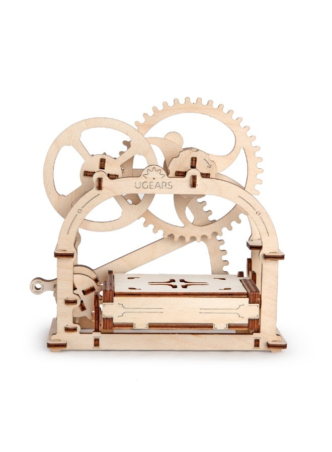 UGEARS أوجيرز، صنع في أوروبا، لغز خشبي ثلاثي الأبعاد، مجموعة نموذج ميكانيكي، طاولة، طراز عتيق، للجنسين، لعبة بناء حرفية ذاتية التجميع، مثالية للهدايا، لا حاجة للصمغ، 61 قطعة، UGR-70001 - Image 1