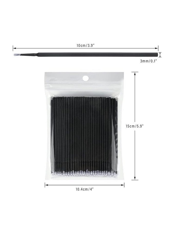 BBC 100 Micro Applicators Brushes Mini Cotton Swabs Remove Grafted Eyelash Glue Dedicated Brush Disposable Microswabs for Eyelash Extensions (BLACK) - Image 2