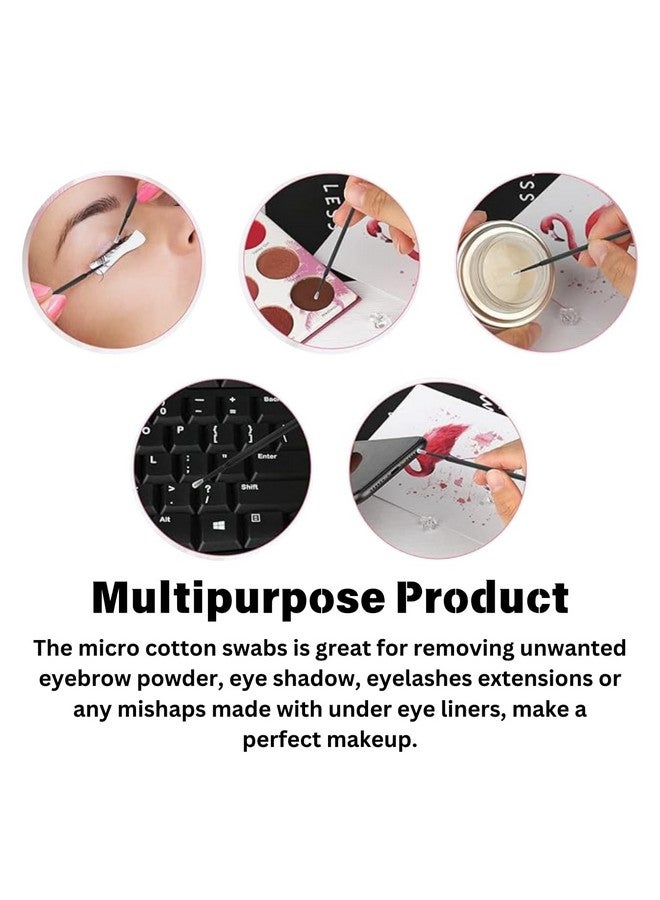 BBC 100 Micro Applicators Brushes Mini Cotton Swabs Remove Grafted Eyelash Glue Dedicated Brush Disposable Microswabs for Eyelash Extensions (BLACK) - Image 5