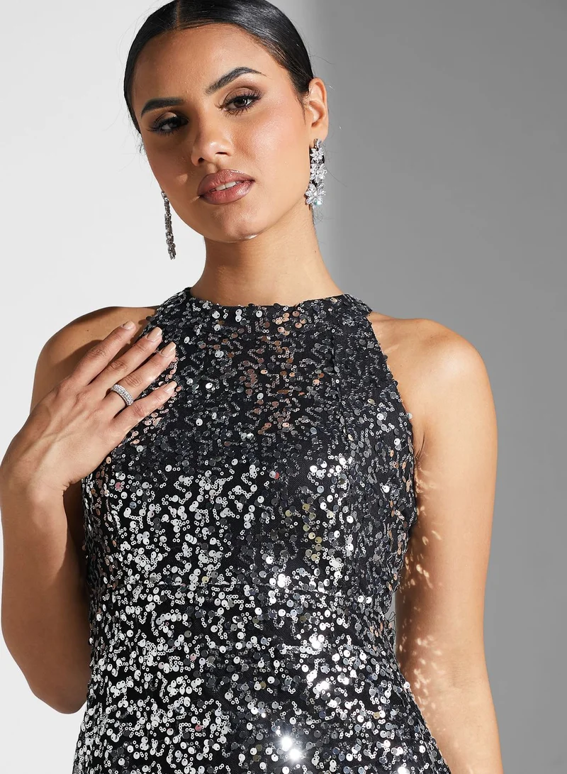 Namshi X Hadia Ghaleb Hadia Ghaleb Slit Shimmer Dress