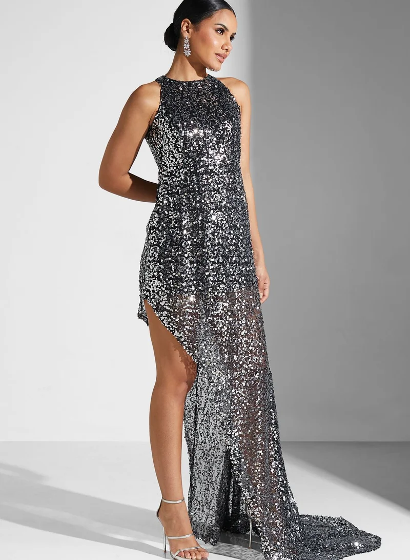 Namshi X Hadia Ghaleb Hadia Ghaleb Slit Shimmer Dress