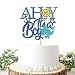 Helewilk Ahoy Its a Boy Cake Topper Nautical theme Birthday Party Decoration Ahoy Baby Shower Gender Reveal Party Cake Picks Welcome Baby Boy Party Supplies Photo Booth Props Blue Glitter - Image 2