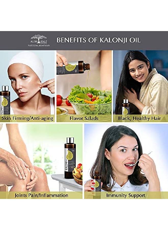 Pure & Edible Kalonji Black Seed Oil (Nigella Sativa) | 100 ML x 2 | Food Grade ColdPressed for Salads Cooking Immunity Hair Growth Joints Pain Skin Firming & Antiaging