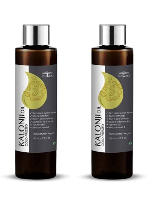 Pure & Edible Kalonji Black Seed Oil (Nigella Sativa) | 100 ML x 2 | Food Grade ColdPressed for Salads Cooking Immunity Hair Growth Joints Pain Skin Firming & Antiaging
