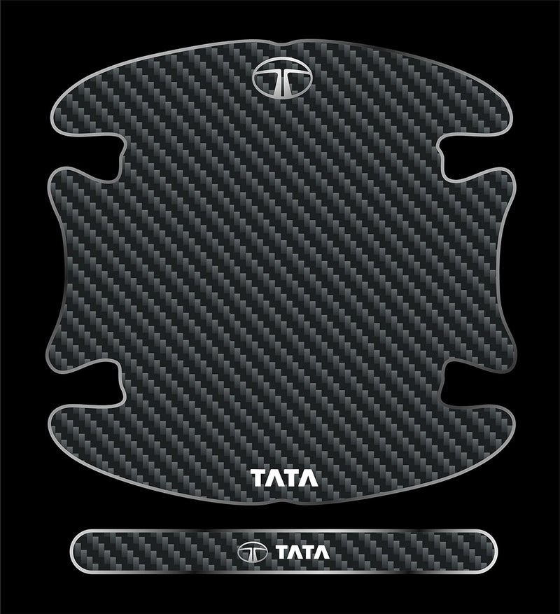 BIG FLAG 3D Gel Type Car Door Carbon Fiber Handle Cup and Handle Stripe Scratch Guard Sticker Universal for Specific Brand (Pack of 8) (3DDRSTCFSQVAR) (Tatta) - Image 1