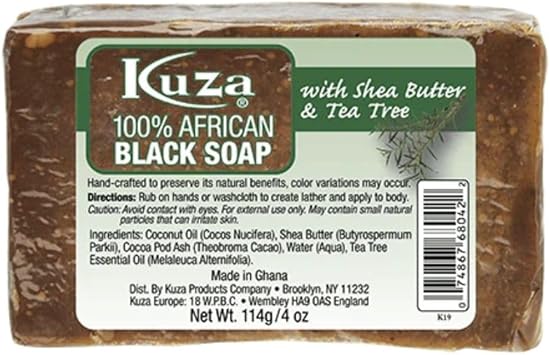 100 African Black soap with shea butter and tree tea oilKuza Naturals made in ghana