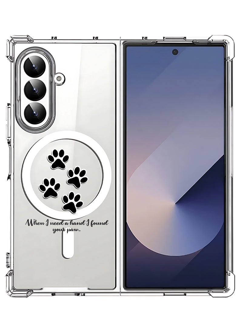 Theodor Magnetic Case for Samsung Galaxy Z Fold 7 Compatible with MagSafe Wireless Charging, Shockproof Phone Bumper Cover paw print - Image 1