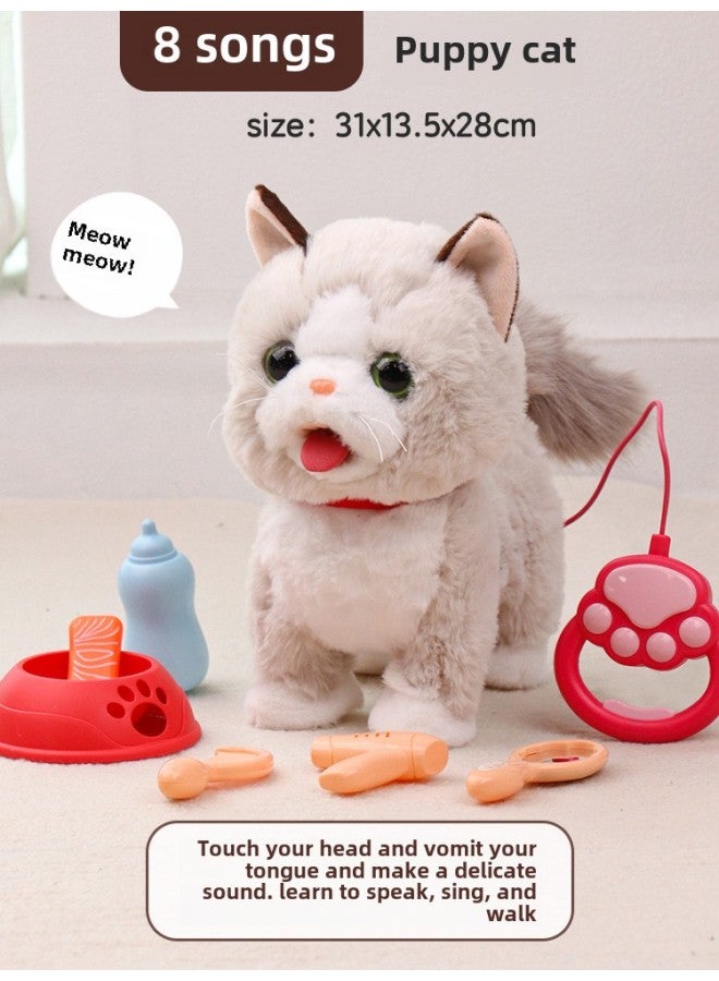 Repeat Reading Learning Speaking Licking Tongue Simulation Wangwang Children's Electric Toy Puppy Walking Intelligent Pet Dog-Color:Puppet 】-Specifications: Lasts About 60 Minutes  - Image 1