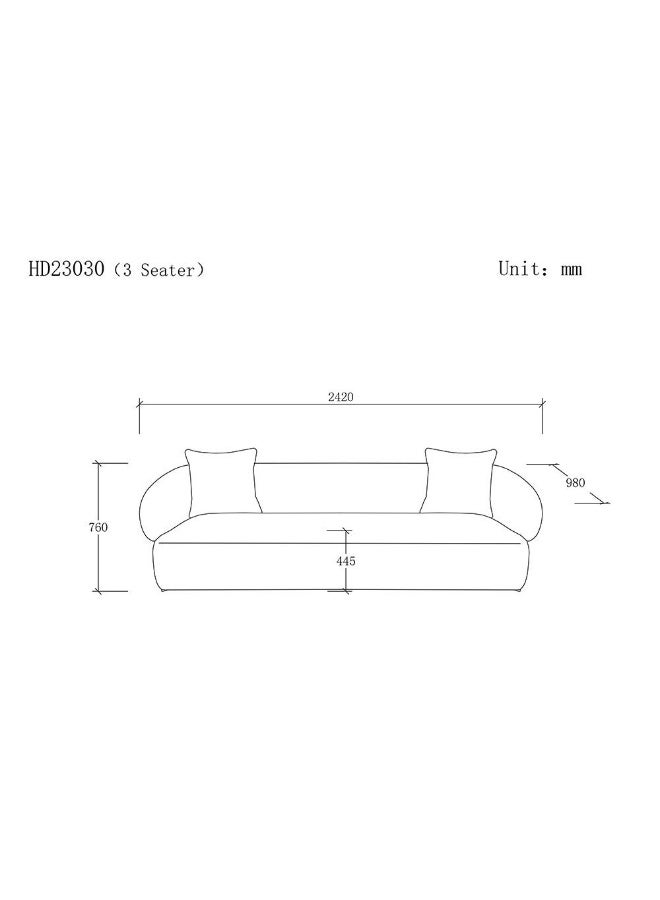 DANUBE HOME Trinity Fabric 3 Seater Sofa Modern Design Three Seat Sofas Comfortable Living Room Furniture L242Xw98Xh76Cm - Green  - Image 1