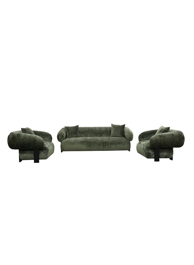 DANUBE HOME Trinity Fabric 3 Seater Sofa Modern Design Three Seat Sofas Comfortable Living Room Furniture L242Xw98Xh76Cm - Green  - Image 3