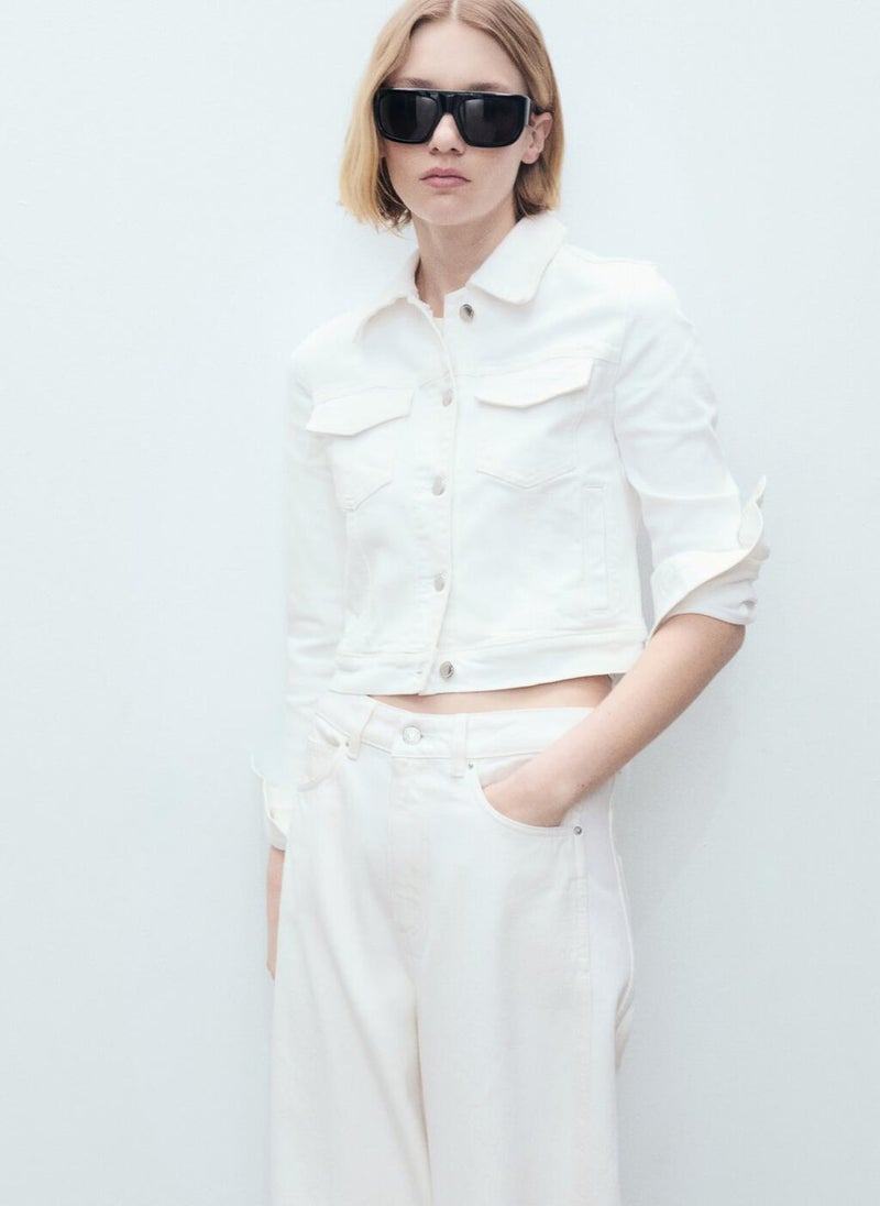 MANGO Crop Denim Jacket  - Image 1