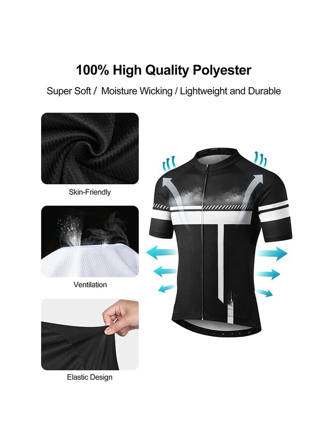 Cycling Jersey Men Set Quick-Dry Bicycle Bib Shorts Outfit Breathable Short Sleeve Bike Shirt with 3D Padded - Image 5