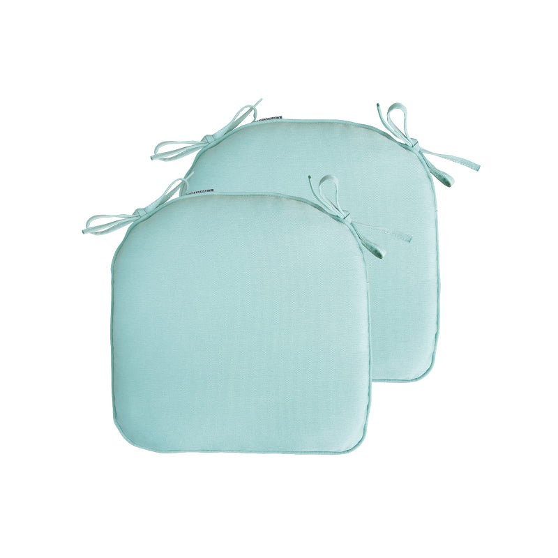 COZPLEN COZPLEN Indoor Outdoor Non Slip Chair Pad UShaped Seat Cushions with Ties for Home Patio Dining Chairs 14x14 inch Set of 2 Light Blue