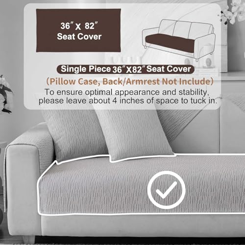 Aucrovee Soft Waterproof Chenille Cover Washable, Non Slip Sectional Sofa Covers for 3 Cushion Couch Sofa L Sharped Sofa Slipcover for Pets, Furniture Protector (1 PCS 36"x82" Light Grey) - Image 2