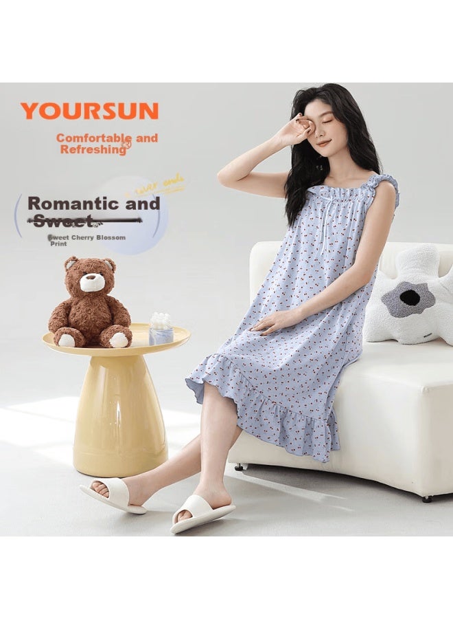 Your Sun Yiershuang Nightgown For Women, Summer Thin Cotton Dress, Loose And Cute, Can Be Worn Outside As Loungewear - Image 1