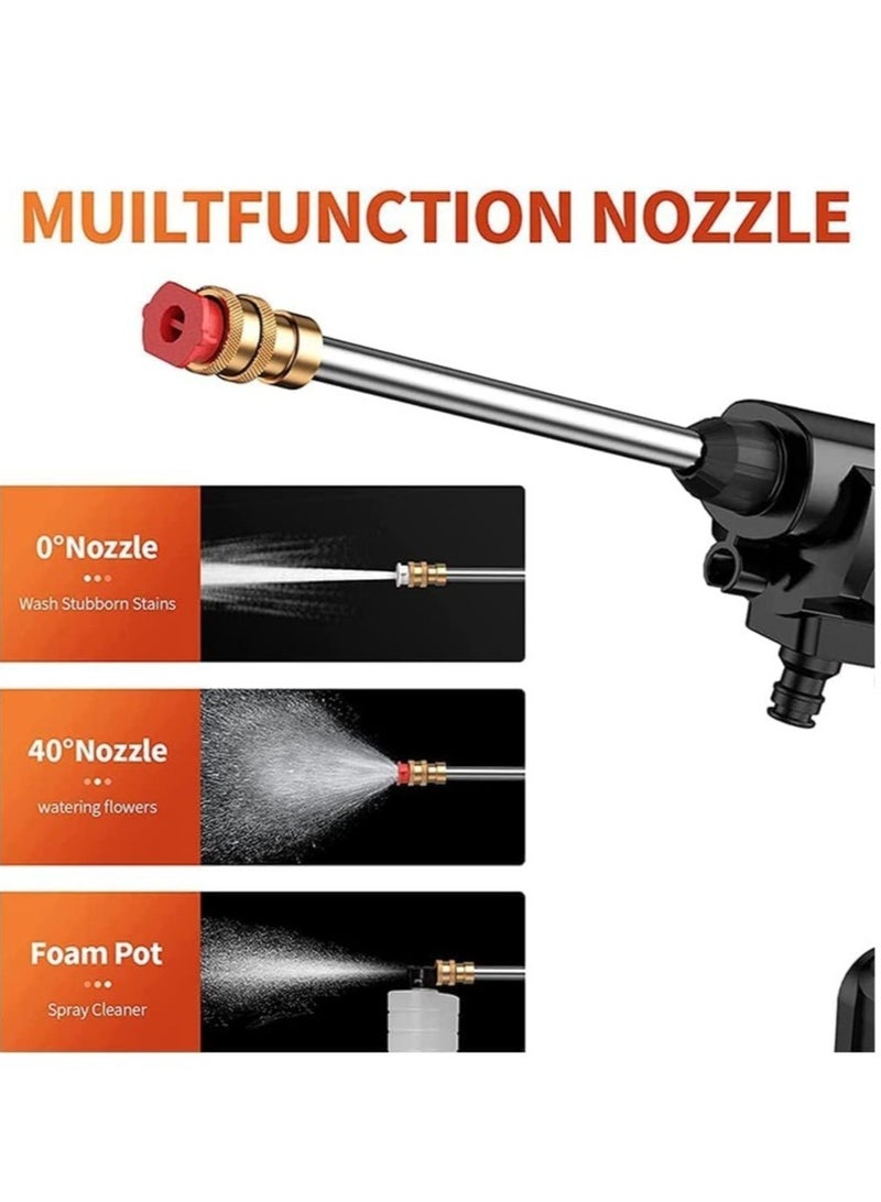 Cordless 48V Electric High Pressure Car Washer Manual Rechargeable Car Washing Machine with Adjustable 3-in-1 Nozzle and Hose Pipe for Washing Cars Watering Flowers Cleaning Floors - Image 3