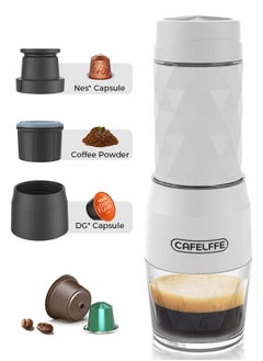 Cafelffe 3-in-1 Portable Espresso Coffee Machine Manual Milk Frother For Nespresso Capsule and Coffee Powder 120ML White  - Image 1