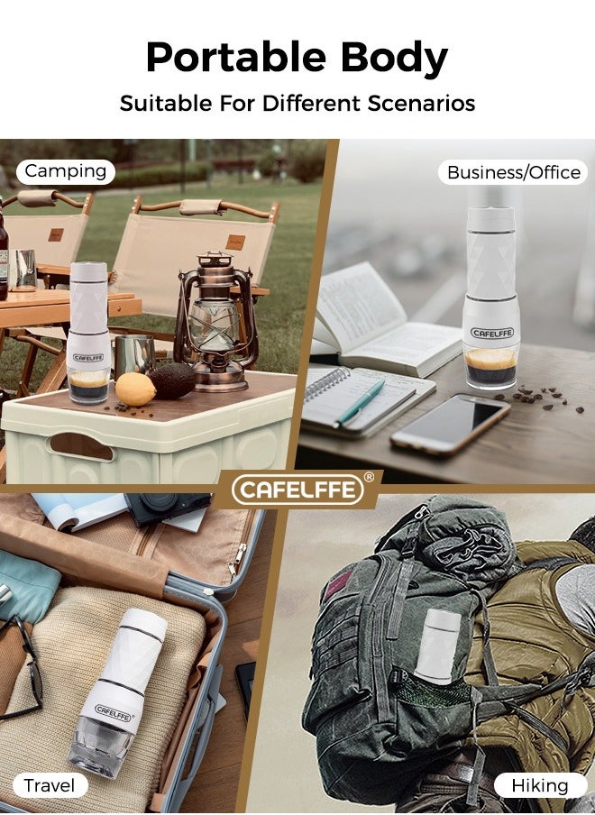 Cafelffe - 3-in-1 Portable Espresso Coffee Machine Manual Milk Frother For Nespresso Capsule and Coffee Powder 120ML White - Image 1