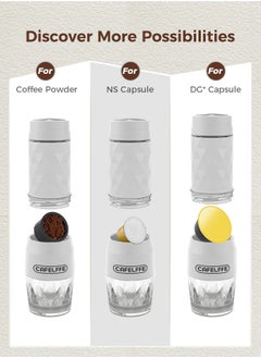 Cafelffe 3-in-1 Portable Espresso Coffee Machine Manual Milk Frother For Nespresso Capsule and Coffee Powder 120ML White  - Image 2