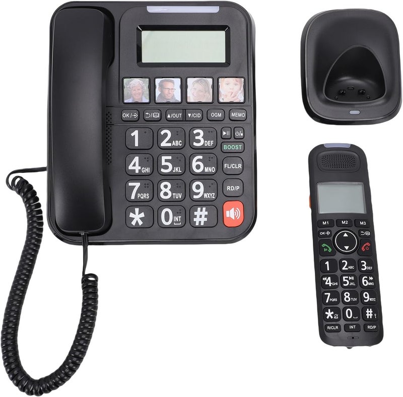 Zunate Home Corded and Cordless Telephone System with Large Backlit Display, Handsfree Full Duplex Calling, Wall Mount, Big Buttons, Volume Control, 50-Name Phonebook - Image 5