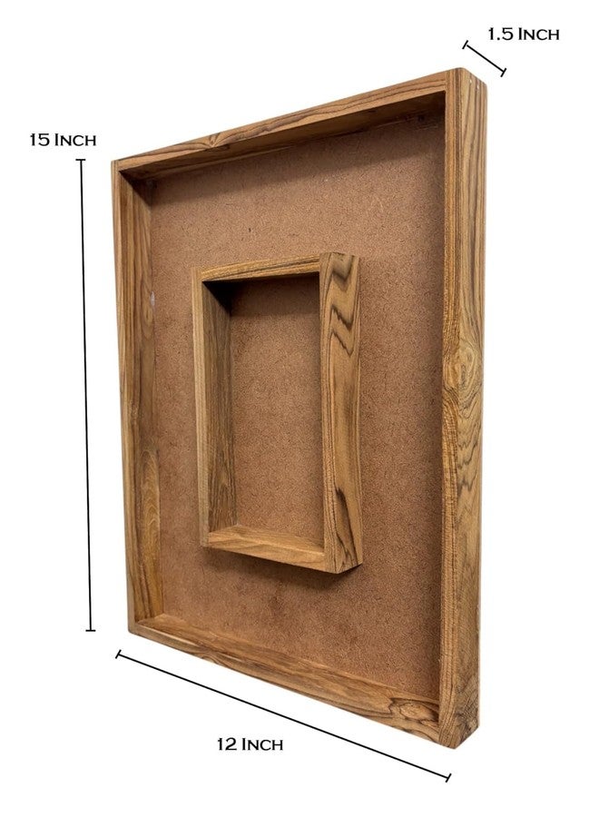 Decorative Teak Wood Varmala Preservation Frame with Photo Space for Resin Art (Rectangle 15X12), Rectangular, Wall Mount, 15 X 12 Inch - Image 2
