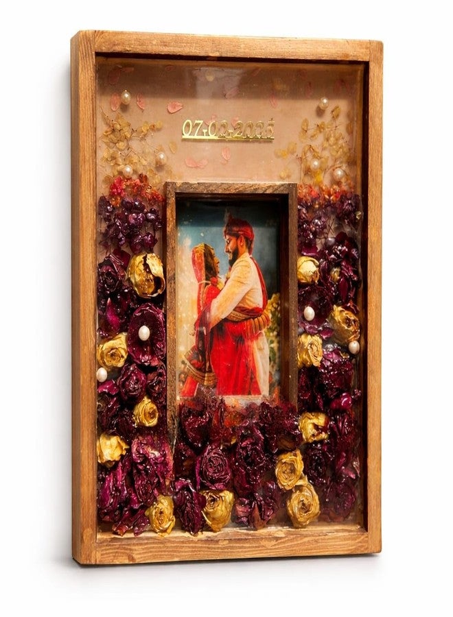 Decorative Teak Wood Varmala Preservation Frame with Photo Space for Resin Art (Rectangle 15X12), Rectangular, Wall Mount, 15 X 12 Inch - Image 3