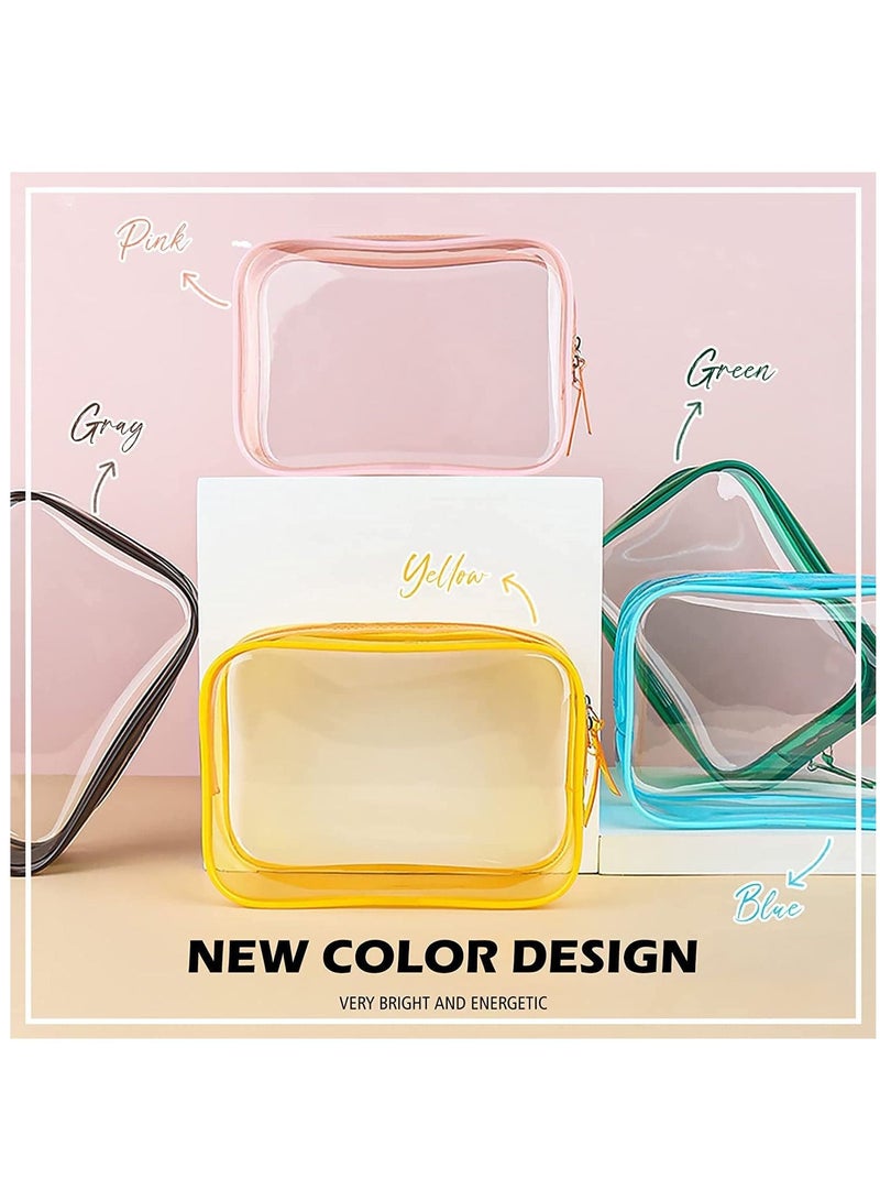 Y&D Waterproof Cosmetic Bags PVC Transparent Zippered Toiletry Bag with Handle Strap Portable Clear Makeup Pouch for Bathroom Vacation and Organizing 5 Pcs - Image 4