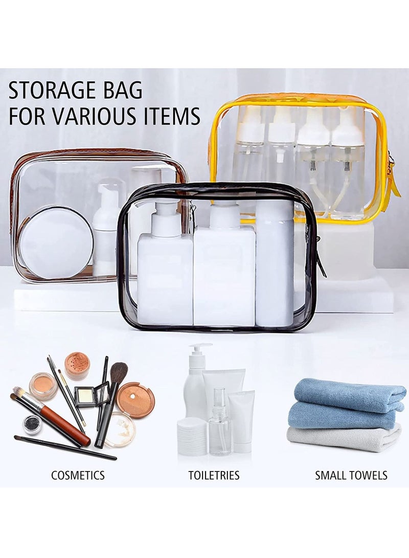 Y&D Waterproof Cosmetic Bags PVC Transparent Zippered Toiletry Bag with Handle Strap Portable Clear Makeup Pouch for Bathroom Vacation and Organizing 5 Pcs - Image 3