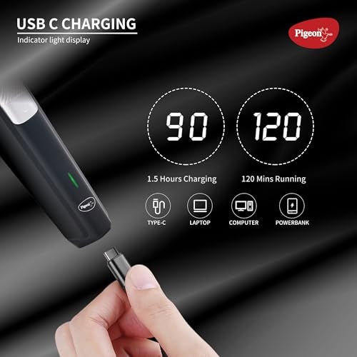 Pigeon 3 In 1 Multi-purpose Grooming Kit for Men | Trimmer, Shaver, Nose & Ear Trimmer | Stainless Steel Blade | USB Type C Charging | 120 Min Runtime | 2 HR Charge Time | 2 Years Warranty - Image 3