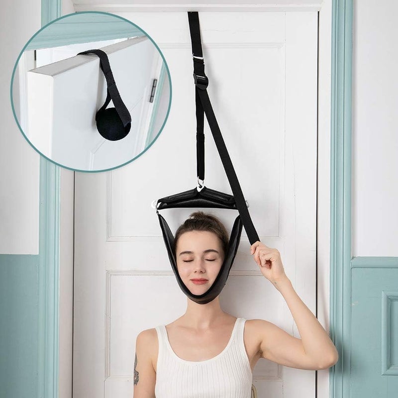 X spring Home Cervical Traction Device, Over Door Neck Stretcher for Pain Relief, Adjustable Home Therapy Device for Spinal Decompression and Disc Bulges, Black - Image 3