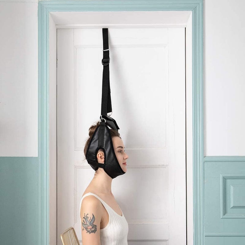 X spring Home Cervical Traction Device, Over Door Neck Stretcher for Pain Relief, Adjustable Home Therapy Device for Spinal Decompression and Disc Bulges, Black - Image 1