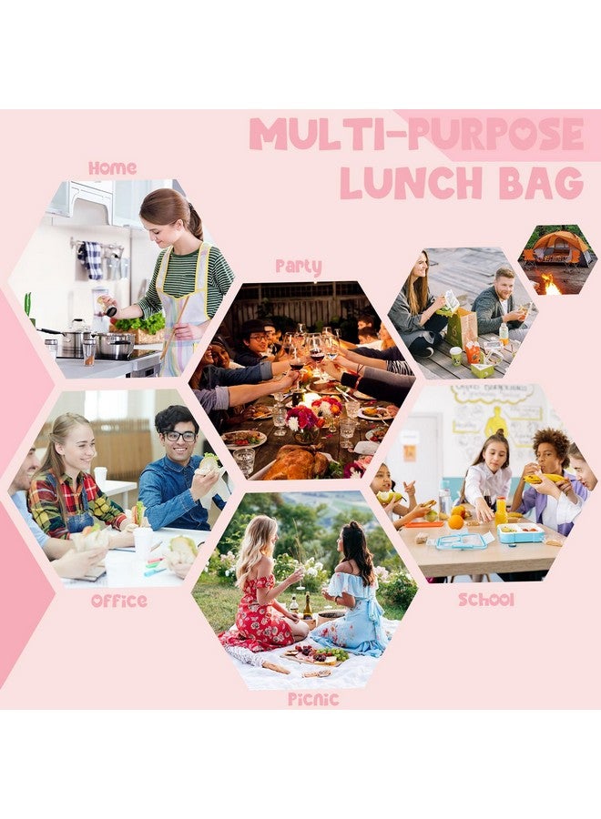 Bluboon Lunch Bag for Women Men Cute Corduroy Lunch Tote Bags Reusable Insulated Lunch Box Large Capacity Reusable Insulated Cooler for Work Picnic or Travel (Beige strawberry) - Image 2