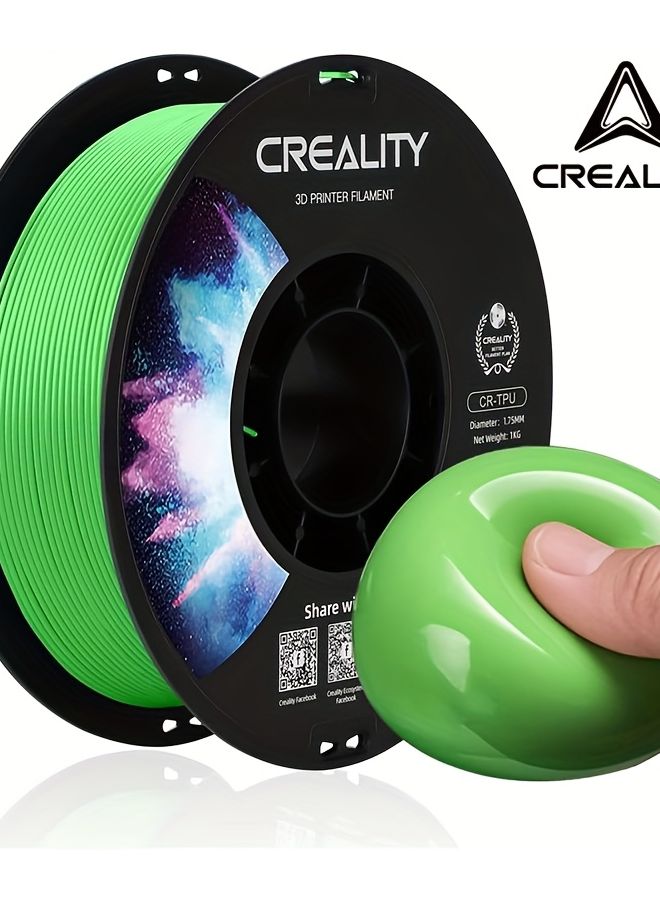 كرياليتي خيوط TPU 1.75 مم عالية الصلادة مرنة 1 كجم خيوط الطباعة ثلاثية الأبعاد خضراء - Image 1
